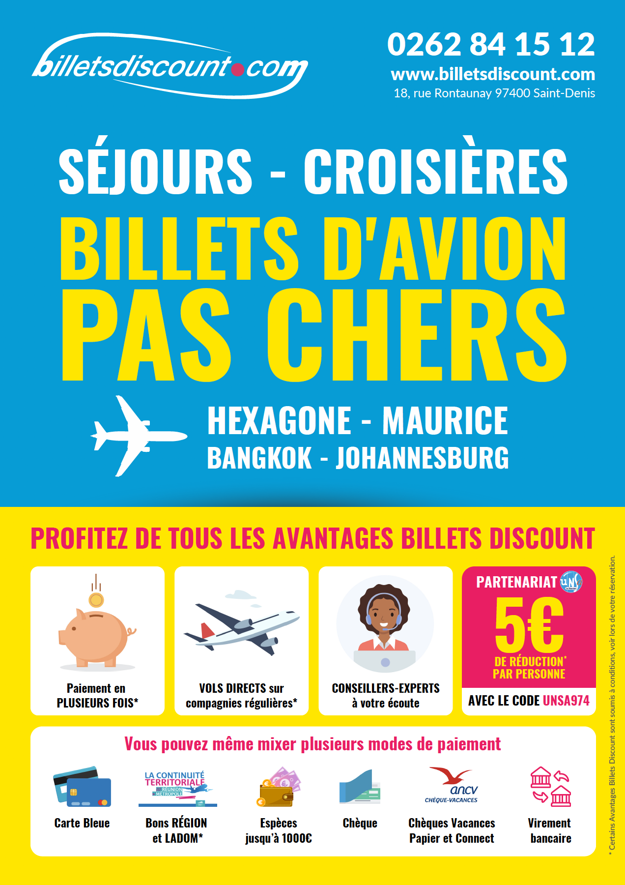 Offre Partenaire Billet Discount : 5 € Offerts Par Billet D’avion !